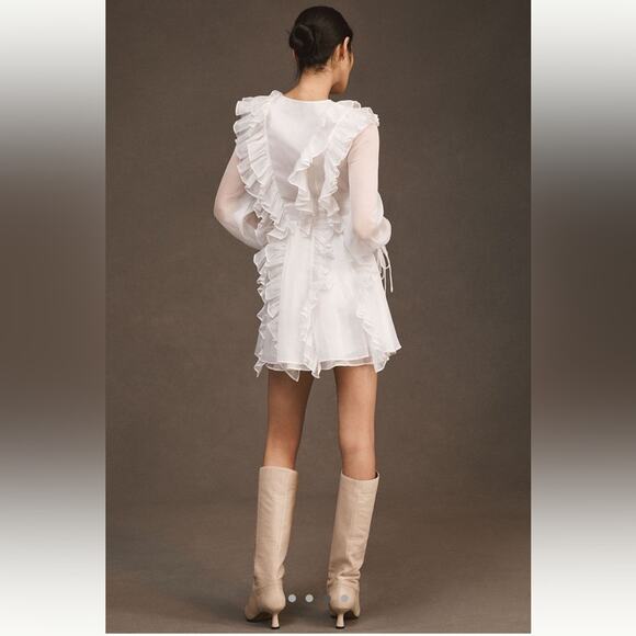 Anthropologie White Ruffled Mini Dress - Picture 3 of 10